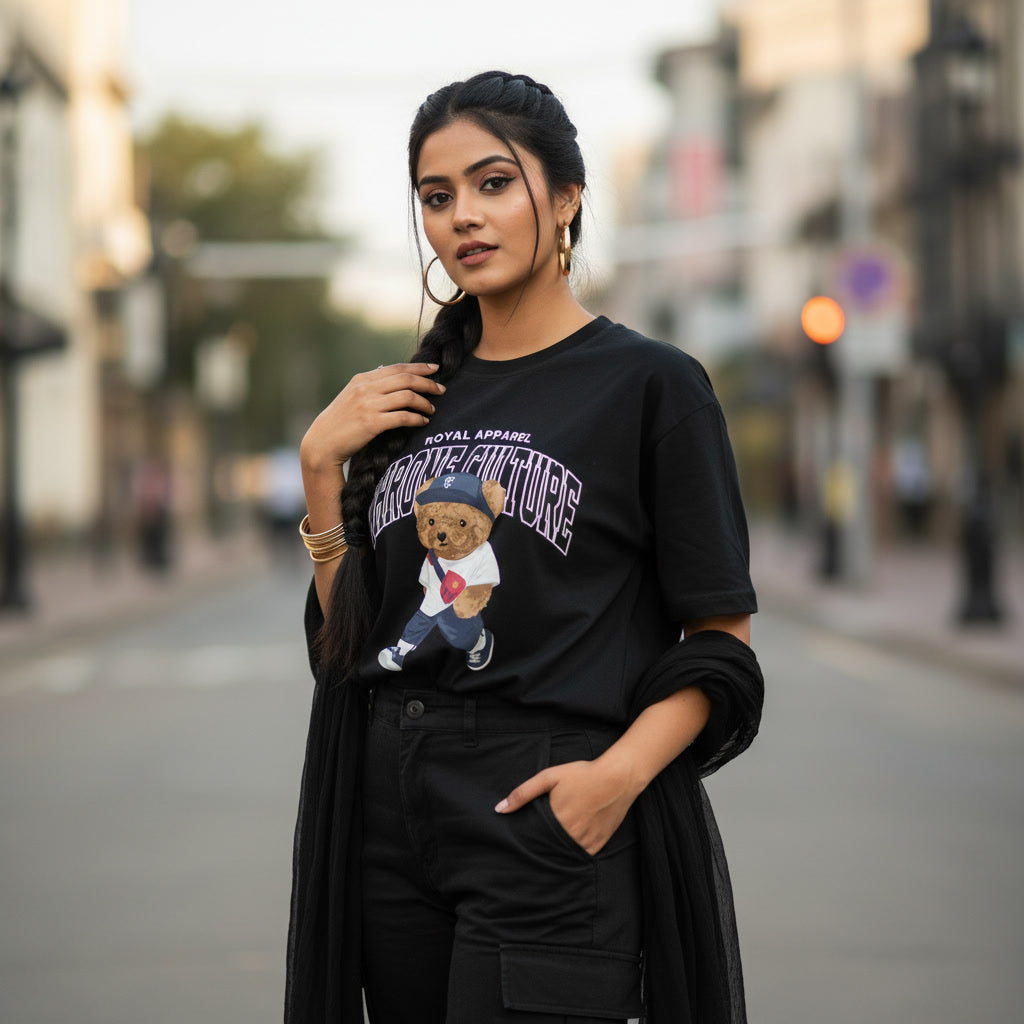 Throne Culture Royal Teddy Oversized T-Shirt β Premium Terry Cotton 240 GSM