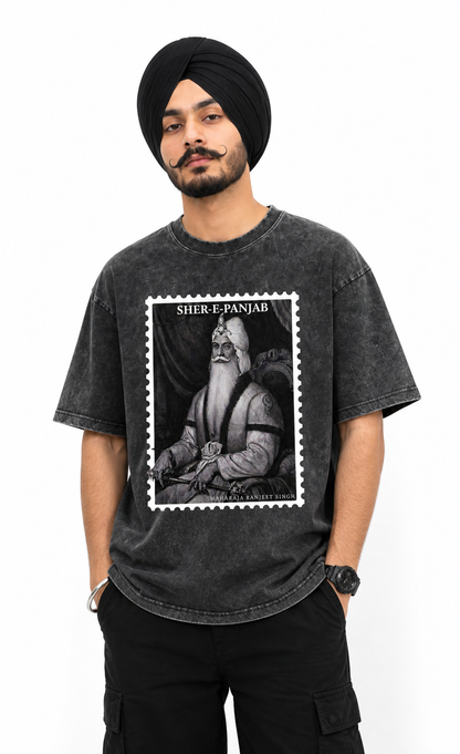 Sher-E-Panjab Maharaja Ranjit Singh Vintage Washed T-Shirt | Premium Oversized Fit