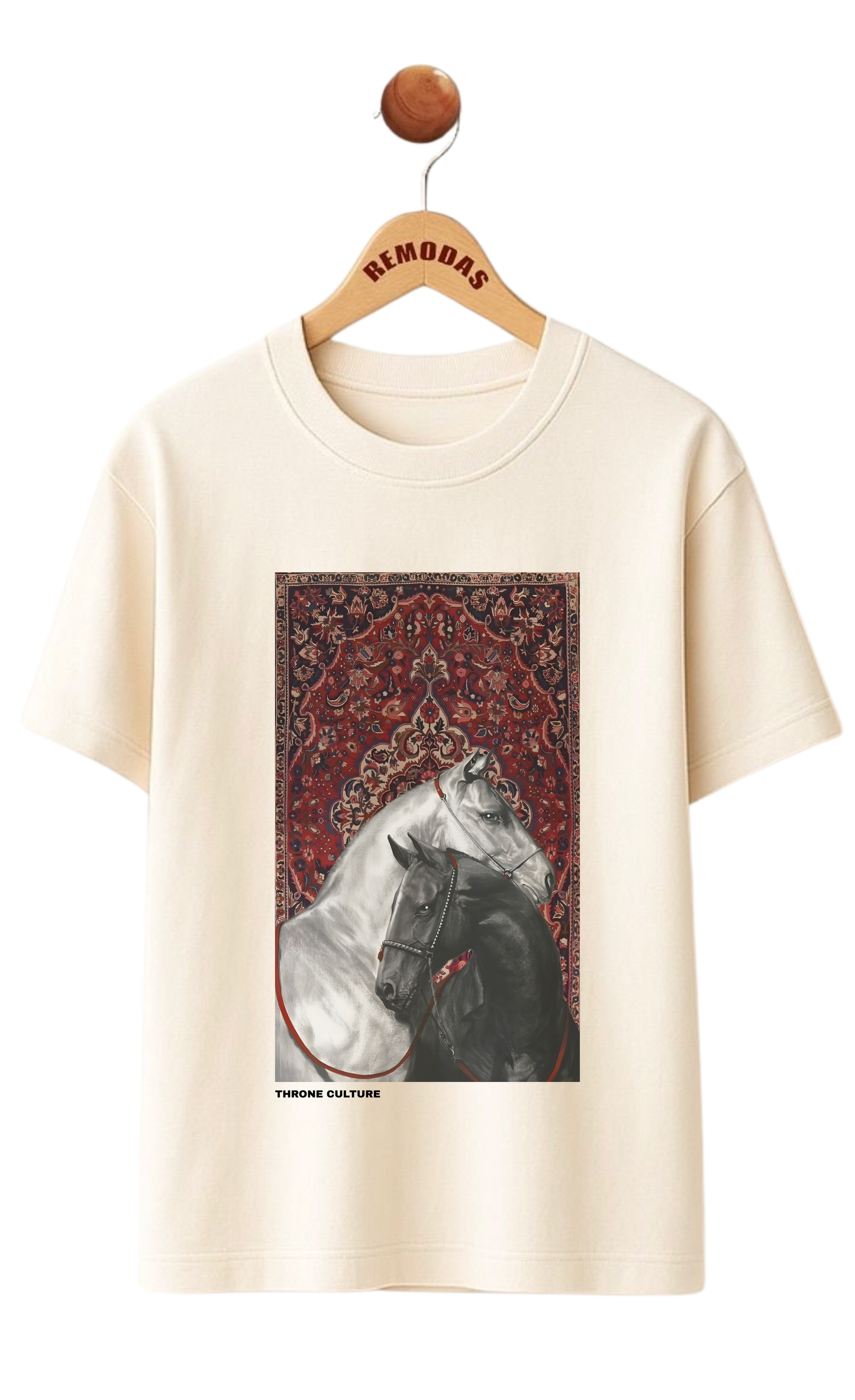 Royal Dual Horse Print Oversized Tee – Premium 240 GSM Terry Cotton