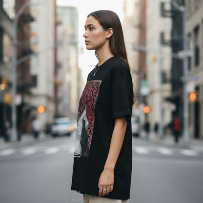 Royal Dual Horse Print Oversized Tee – Premium 240 GSM Terry Cotton