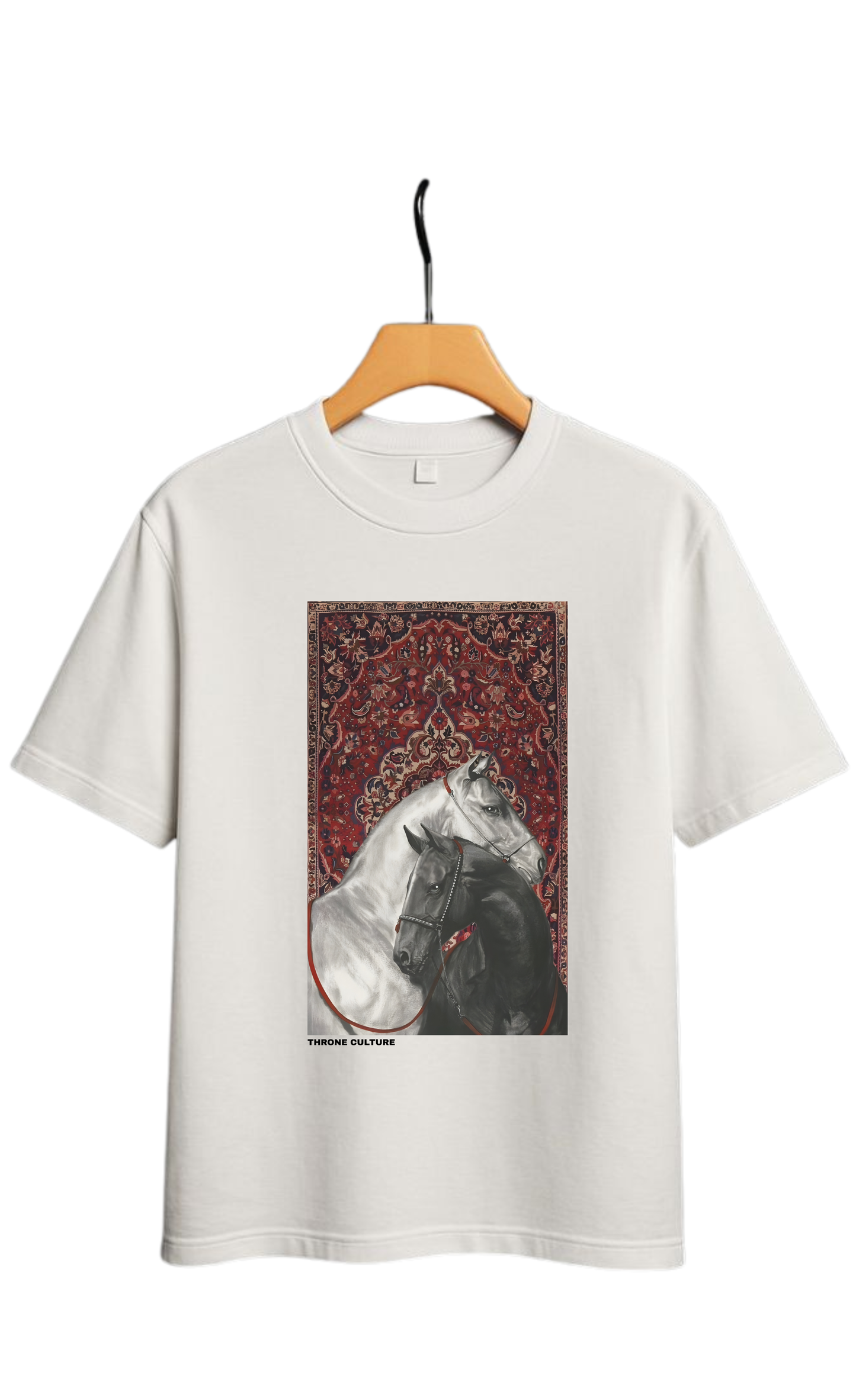 Royal Dual Horse Print Oversized Tee – Premium 240 GSM Terry Cotton