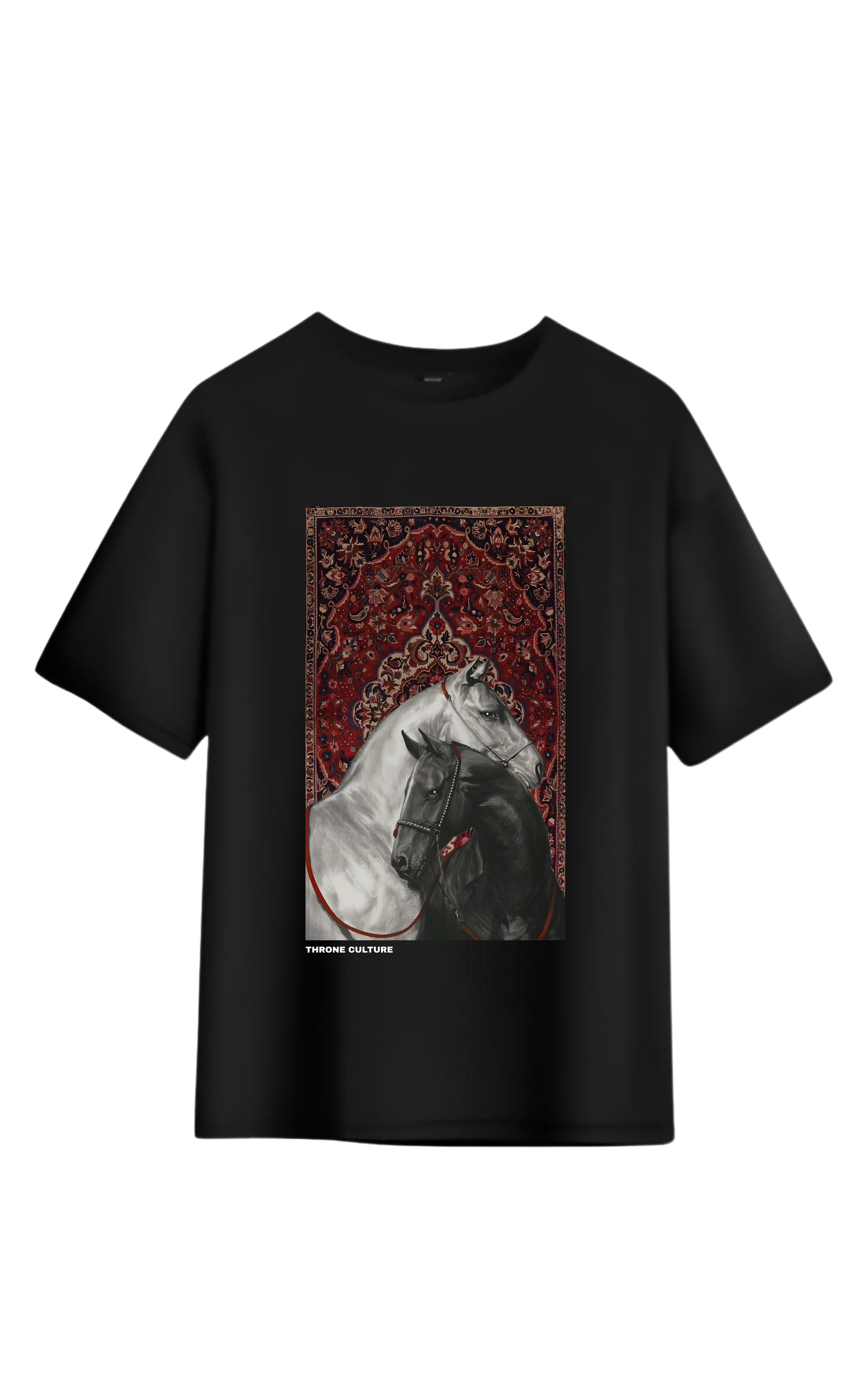 Royal Dual Horse Print Oversized Tee – Premium 240 GSM Terry Cotton