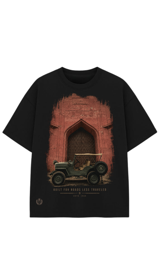 Built For Roads Less Traveled Oversized T-Shirt | Vintage Jeep Graphic |